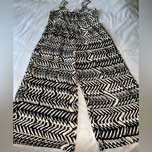 New with tags. Black and white print tank top - jumpsuit WITH pockets!
